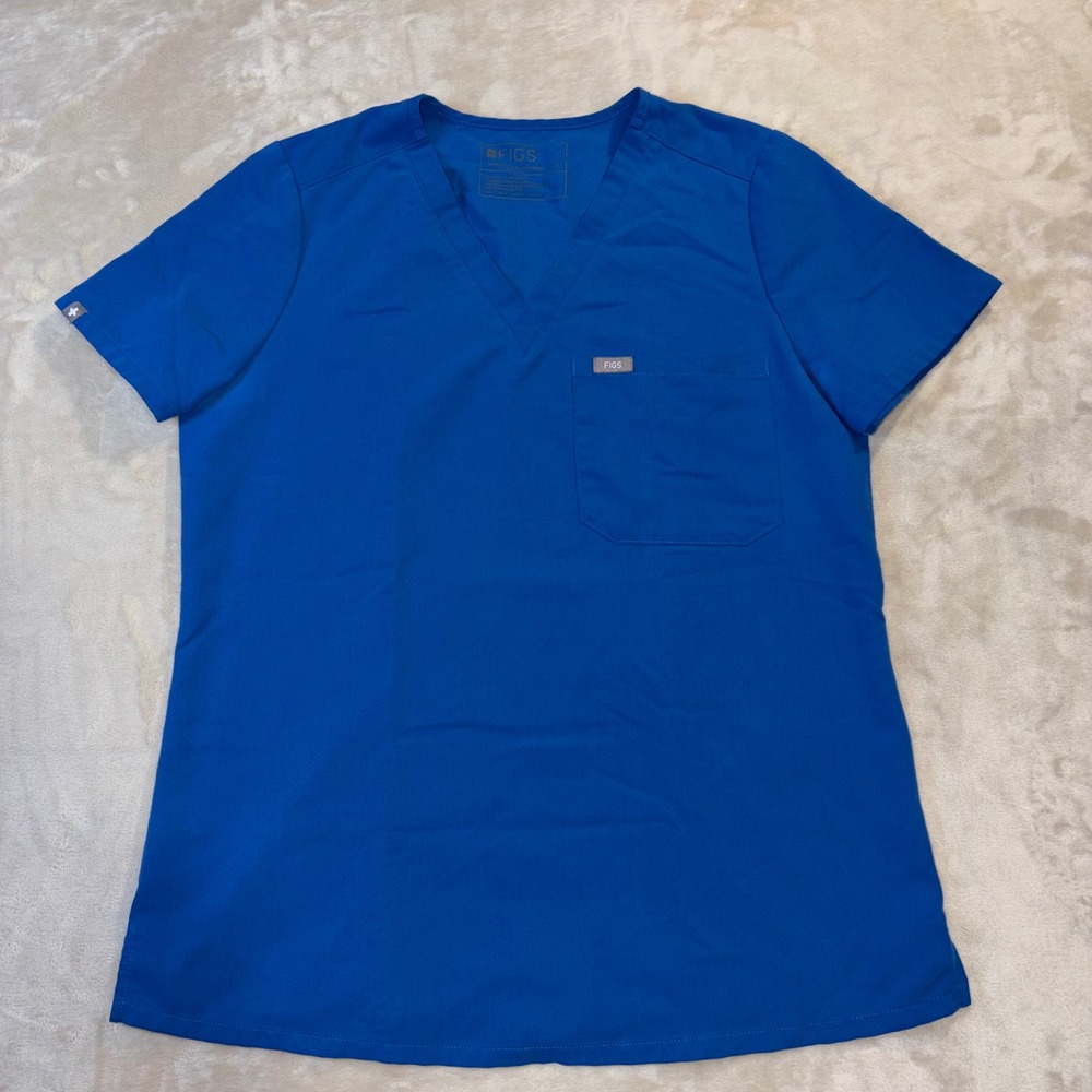 FIGS Technical Collection Royal Blue V-Neck Scrub Top FW1000 Womens Small